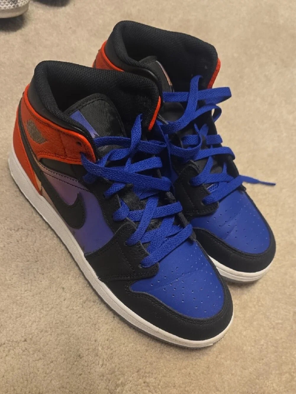 Jordan Kids High-Top Sneakers in Royal Blue, Black & Red